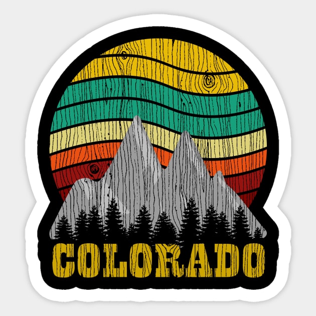 Retro Vintage Colorado Mountain & Sun Sticker by rashiddidou